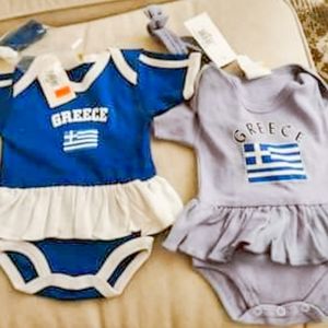 *3 for $15* NWT Blue Greece Tutu Onesie with Headband - 9 months